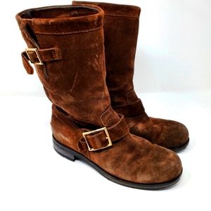 Jimmy Choo Brown Suede Moto Boots